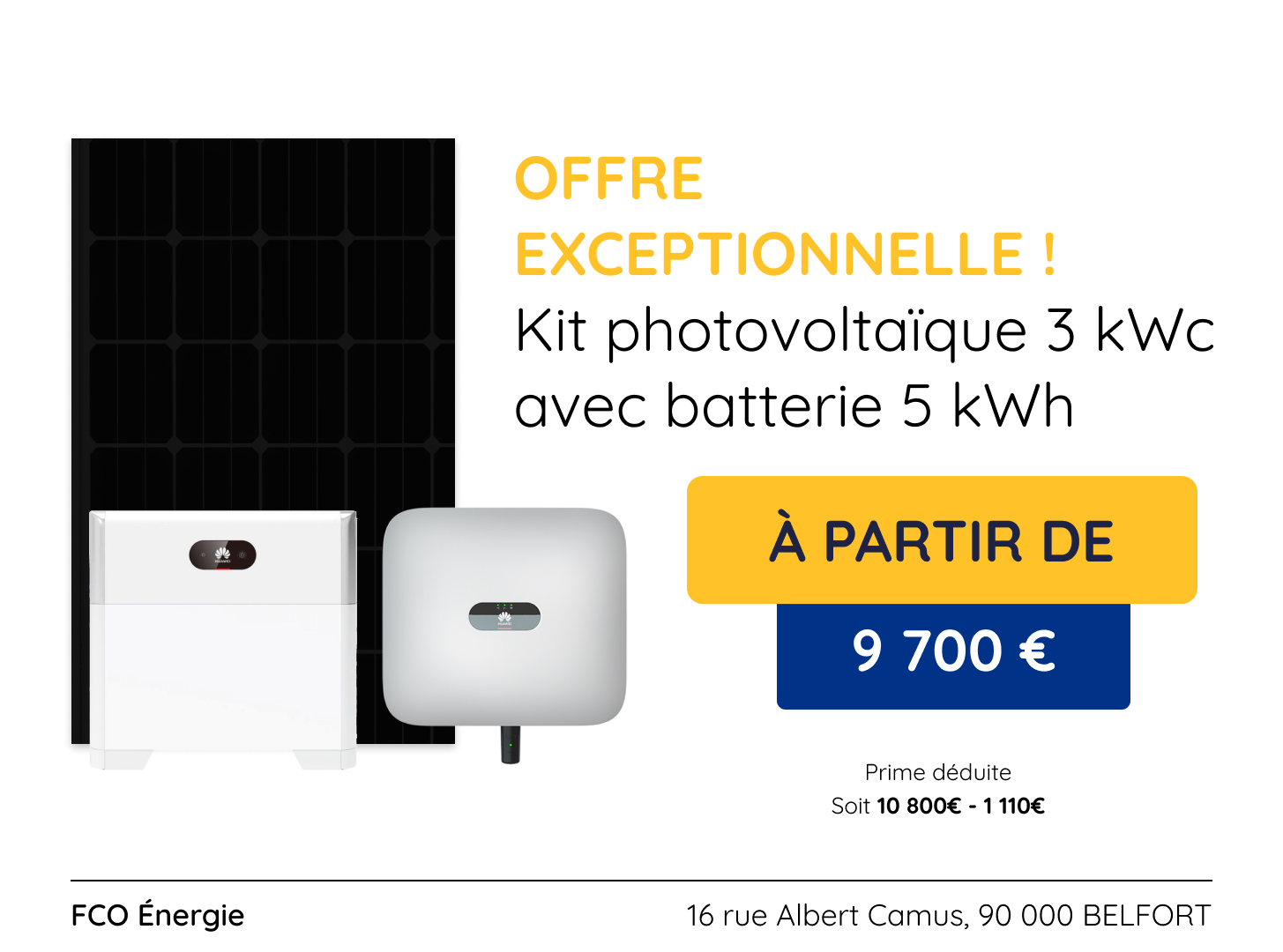 Kit photovoltaïque de 3 kWc avec batterie de 5 kWh !