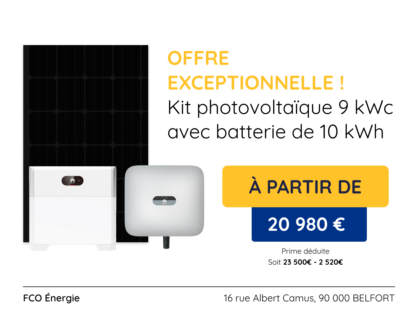 Kit photovoltaïque de 9 kWc avec batterie de 10 kWh !